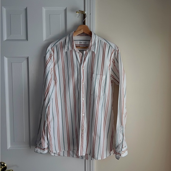 Striped White and Rust Men's Shirt